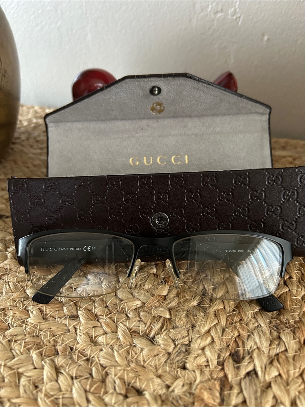 Gucci Semi-Rimless Eyeglasses in Black and Silver